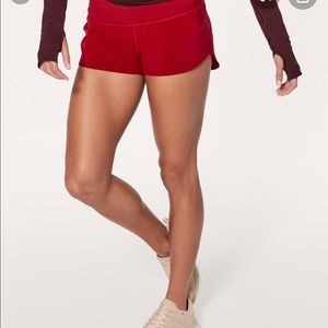 Red lulu lemon speed up shorts